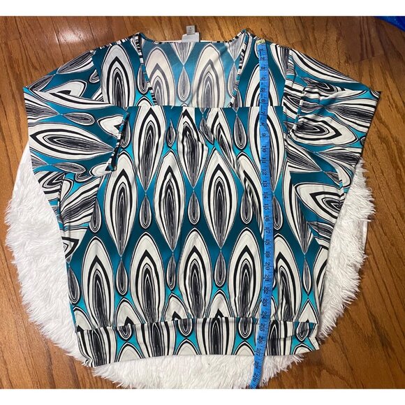 Worthington Stylish Blue Patterned Women's Top Size L - Picture 5 of 7